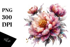 Peonies with Golden Insertions | Clipart Product Image 3