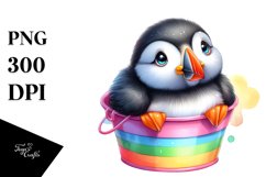 Colorful Baby Puffin Colorful Plastic Bucket | Sublimation | Product Image 3