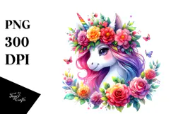 Unicorn with Floral Wreath, Transparent PNG Product Image 1