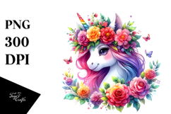 Unicorn with Floral Wreath, Transparent PNG Product Image 1
