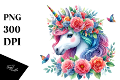 Unicorn with Floral Wreath, Transparent PNG Product Image 1