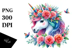 Unicorn with Floral Wreath, Transparent PNG Product Image 1