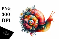 Artistic Vibrant Snail Half Flowers | Clipart Product Image 3