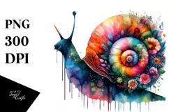 Artistic Vibrant Snail Half Flowers | Clipart Product Image 3