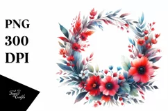 Abstract Vibrant Whreath Red Flowers Clipart Product Image 3