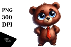 Expressive Watercolor Bear with Tie | Sublimation | Clipart Product Image 1