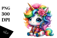 Cute Baby Unicorn in ' Style PNG Product Image 1