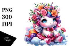 Cute Baby Unicorn in ' Style PNG Product Image 1