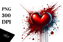 Red Glossy Heart Digital Painting PNG Product Image 1