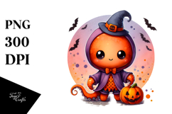 Charming Baby Octopus in Halloween Attire, Vintage Image Product Image 1