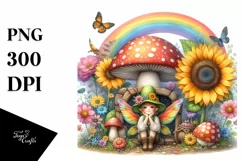 Fairy House Mushroom Sunflower Rainbow | Clipart Product Image 3