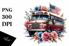 Watercolor Vintage Bus Flower Summer Sticker Product Image 3