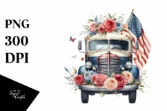 Watercolor Vintage Bus Flower Summer Sticker Product Image 3