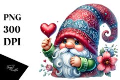 Detailed Valentines Gnome with Pancart PNG Product Image 1