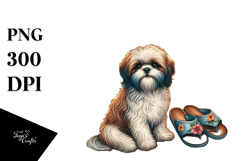 Watercollor Shih Tzu Sand Surf | Clipart Product Image 1