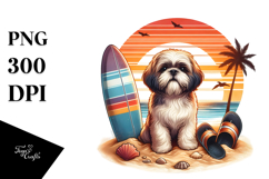 Watercollor Shih Tzu Sand Surf | Clipart Product Image 1