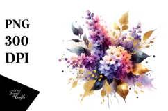 Vibrant Watercolor Abstract Bouquet | Sublimation | Clipart Product Image 1