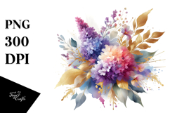 Vibrant Watercolor Abstract Bouquet | Sublimation | Clipart Product Image 1
