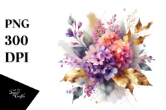 Vibrant Watercolor Abstract Bouquet | Sublimation | Clipart Product Image 1