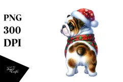 Cute Watercolor Bulldog with Santa Hat Product Image 1