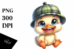 Funny Baby Duck Sitting with Hat | Sublimation | Clipart Product Image 1