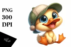 Funny Baby Duck Sitting with Hat | Sublimation | Clipart Product Image 1