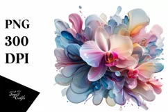 Glossy Transparent Orchid, Watercolor Splash PNG Product Image 3
