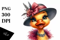 Vibrant Watercolor Duck Cute Vintage Diva | Sublimation Product Image 3