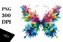 Vibrant Butterfly with Flowers PNG Product Image 1