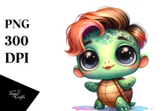 Watercolor Baby Turtle Standing Up Human Like Happy Funny Product Image 1