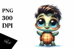 Watercolor Baby Turtle Standing Up Human Like Happy Funny Product Image 1