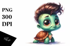 Watercolor Baby Turtle Standing Up Human Like Happy Funny Product Image 1
