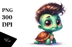 Watercolor Baby Turtle Standing Up Human Like Happy Funny Product Image 1