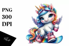 Baby Unicorn Snowboard PNG Product Image 3