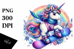 Baby Unicorn Snowboard PNG Product Image 3