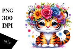 Vibrant Tiger Flower Crown | Clipart Product Image 1