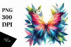 Vibrant Butterfly with Plant Leaves PNG Product Image 3
