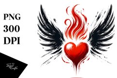 Heart with Wings and Fire, Transparent PNG Product Image 1