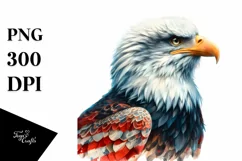 Detailed Watercolor Patriotic Bald Eagle Product Image 1
