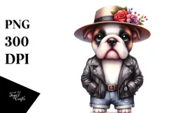 Watercolor Bulldog Hat Standing Up Human Like Lateral Product Image 1