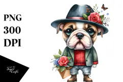Watercolor Bulldog Hat Standing Up Human Like Lateral Product Image 1