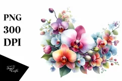 Glossy Floral Frame with Orchid Petals, High-Res PNG Product Image 3