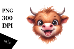 Funny Baby Face Highland Cow, Transparent PNG Product Image 1