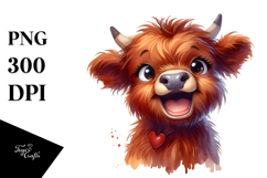 Funny Baby Face Highland Cow, Transparent PNG Product Image 1