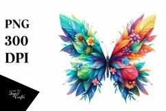 Vibrant Butterfly with Flowers PNG Product Image 3