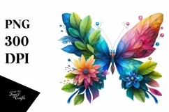 Vibrant Butterfly with Flowers PNG Product Image 3