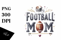 Watercolor Football Mom Letters with Glitter Texture | Product Image 3