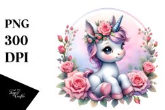 Baby Unicorn with Rose Frame | Clipart Product Image 3