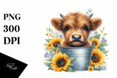 Cute Baby Highland Cow PNG Product Image 1