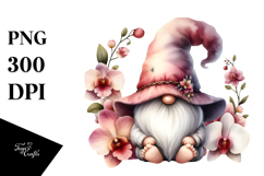 Watercolor GNOME with Orchid PNG Product Image 1